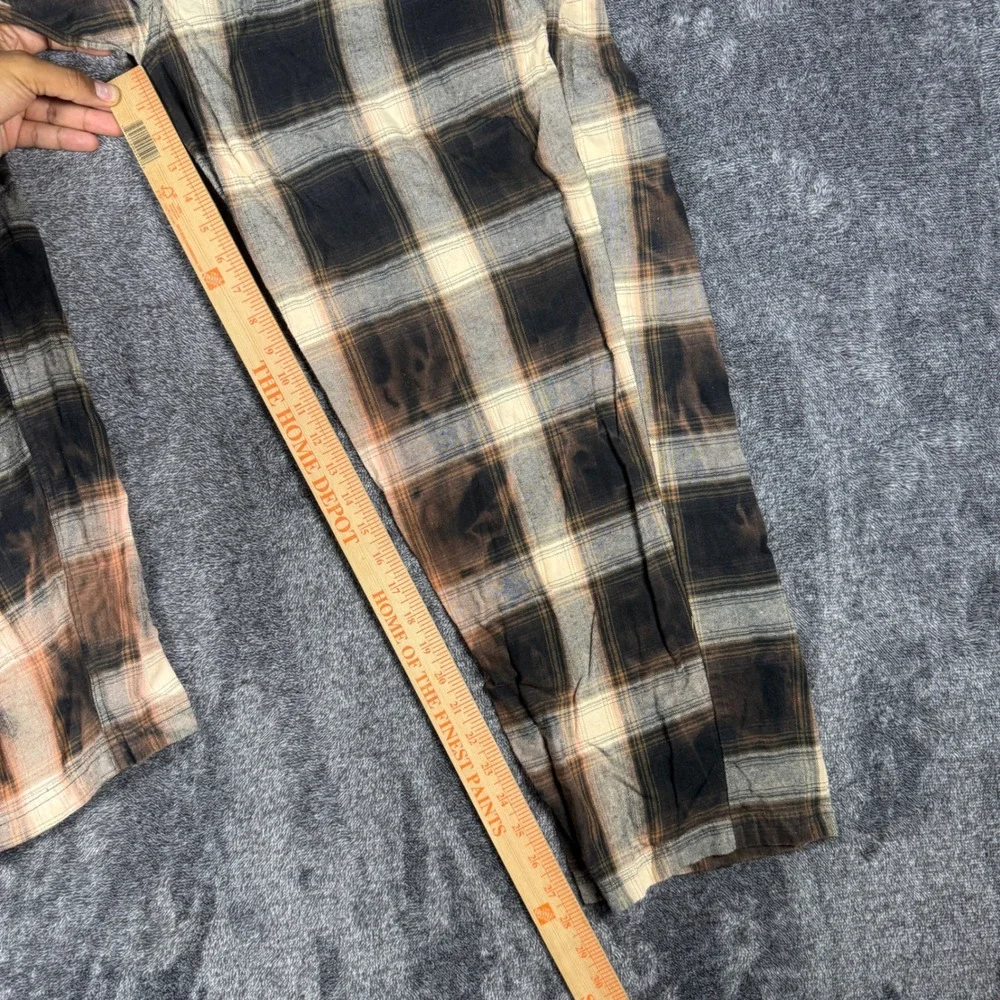 Eddie Bauer Lounge Mens XXL Plaid Flannel Pajama Pants Brown Black Bleached Wash